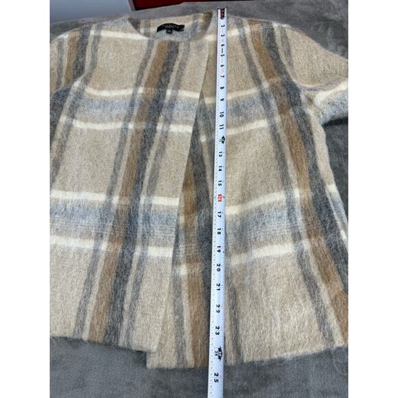 Talbots Plaid Wool Alpaca Mohair Blend Jacket Coat Beige Gray Size Medium - Picture 9 of 12